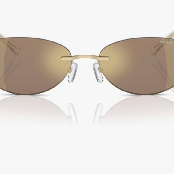 Michael Kors sunglasses brown mirror gold rimless Mk1151 Manchester Oval NWT NEW - Picture 2 of 13